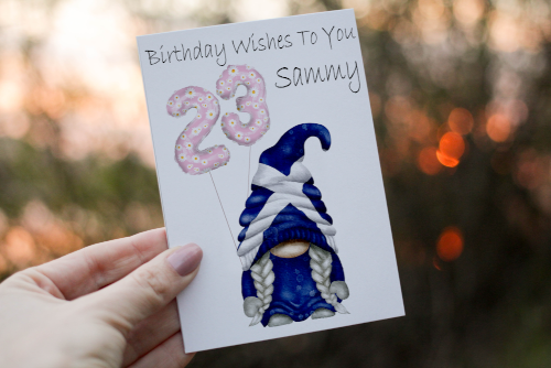 Scottish Gnome Age Birthday Card, Card for 23rd Birthday